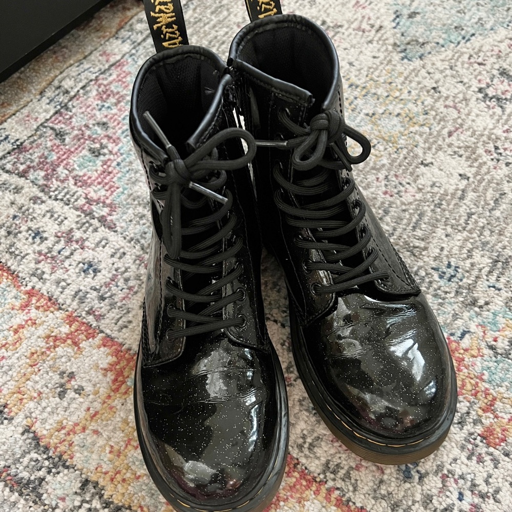 Dr. Martens Shiny Black Boots Girls Size 4